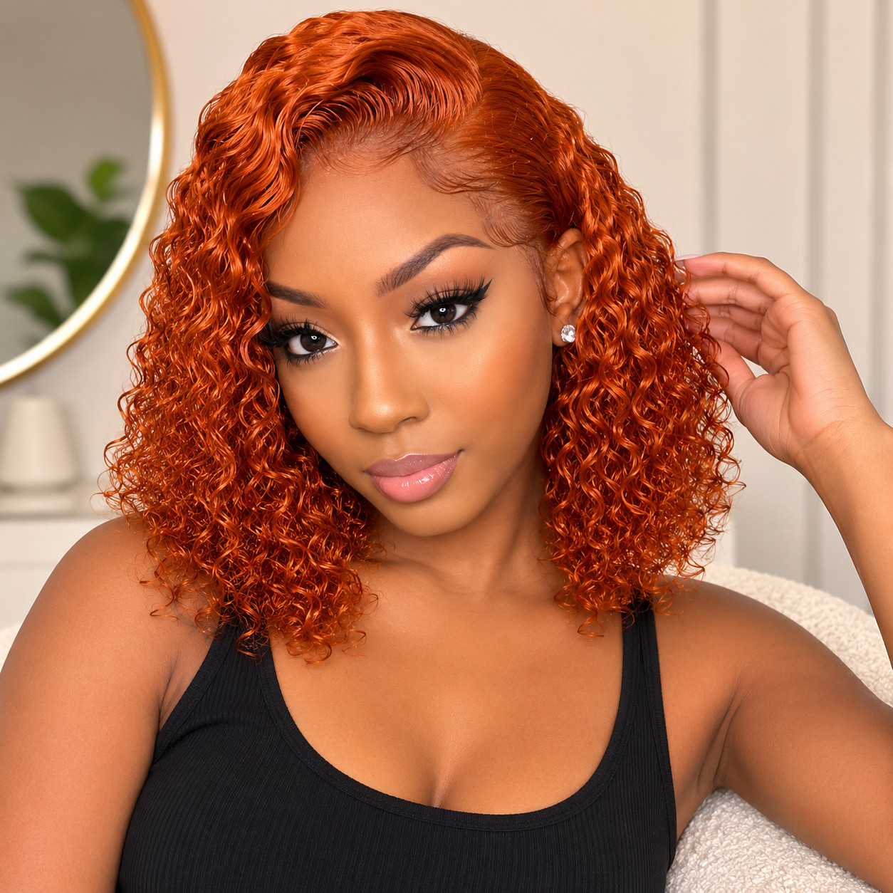 Ginger Curly Bob Wig Human Hair 13×4 Lace Front Wigs Human Hair for Women 180%