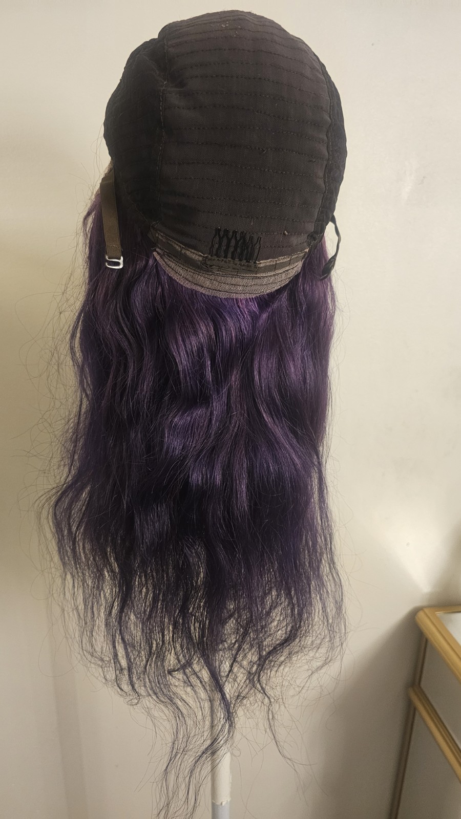 High-Quality Regular Top 24″ Purple Wavy 150% Virgin Human Hair Lace Wig