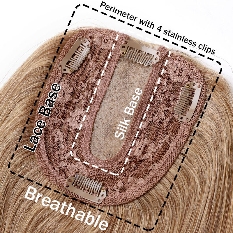 100% Virgin Human Hair Lace Silk Base Frontal Topper Hairpiece Toupee Wigs Ombre