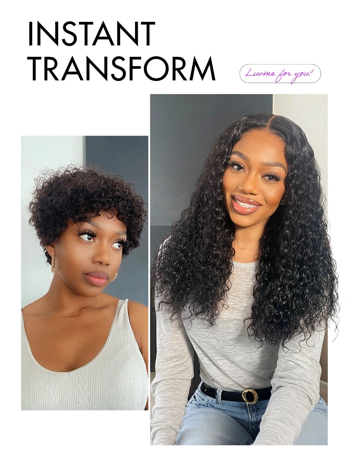 All-Day Comfort Water Wave 5×5 Deep Wave Lace Front Wig – Curly Human Hair, Pre-