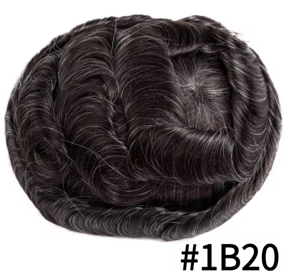 TEMCG Men’s Human Hair Toupee Hairpiece Mono Base Wavy Natural Multi Color