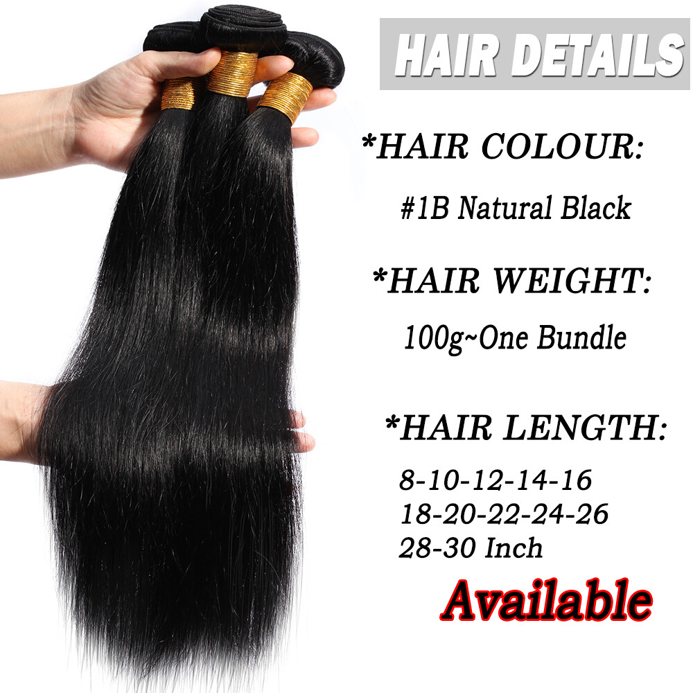 300G 1-3 Bundles Real Virgin Human Hair Extensions Weave Weft Straight Body Wavy