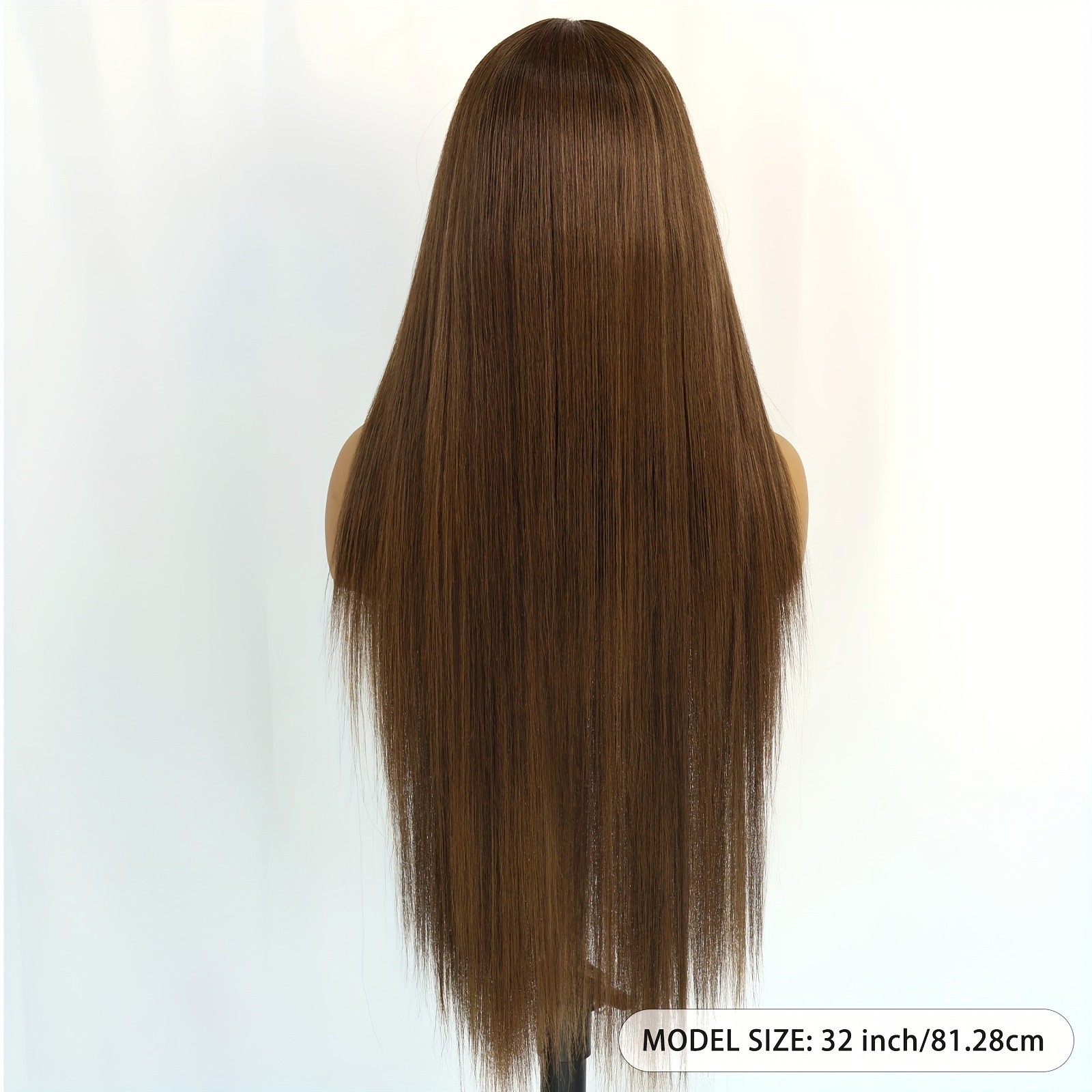 Brown Mixed Color Natural Long Straight Hair Synthetic Lace Front Wigs Glueless