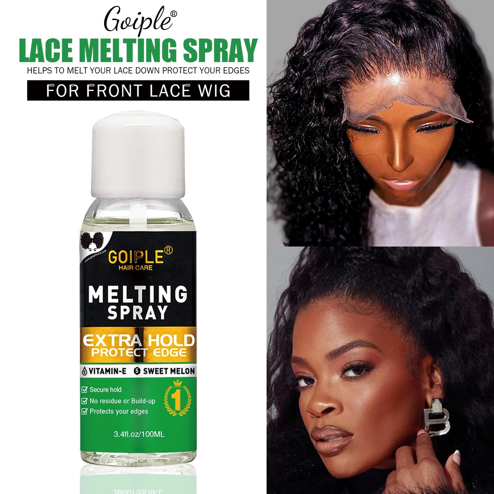 Lace Melting Spray for Glueless Wigs – Essentials Kit with Lace Front Wig Glu…