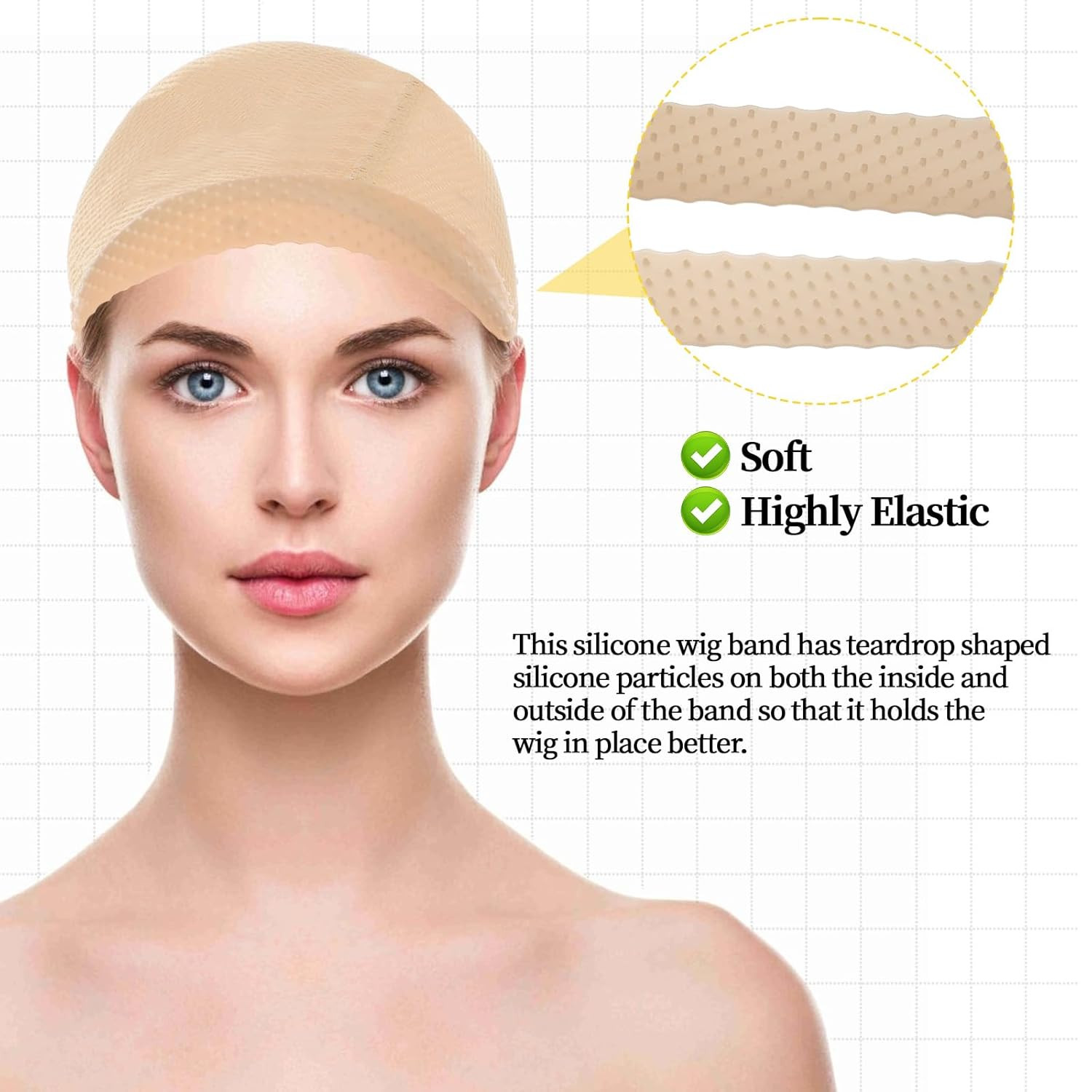 3 PCS Wig Grip Band, Adjustable Silicone Wig Headband, Non Slip Wig Bands Elasti