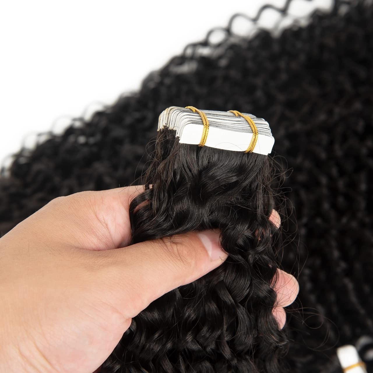 Smartinnov Afro Curly Tape In Hair Extensions Human Hair 18 Inch Seamless Skin