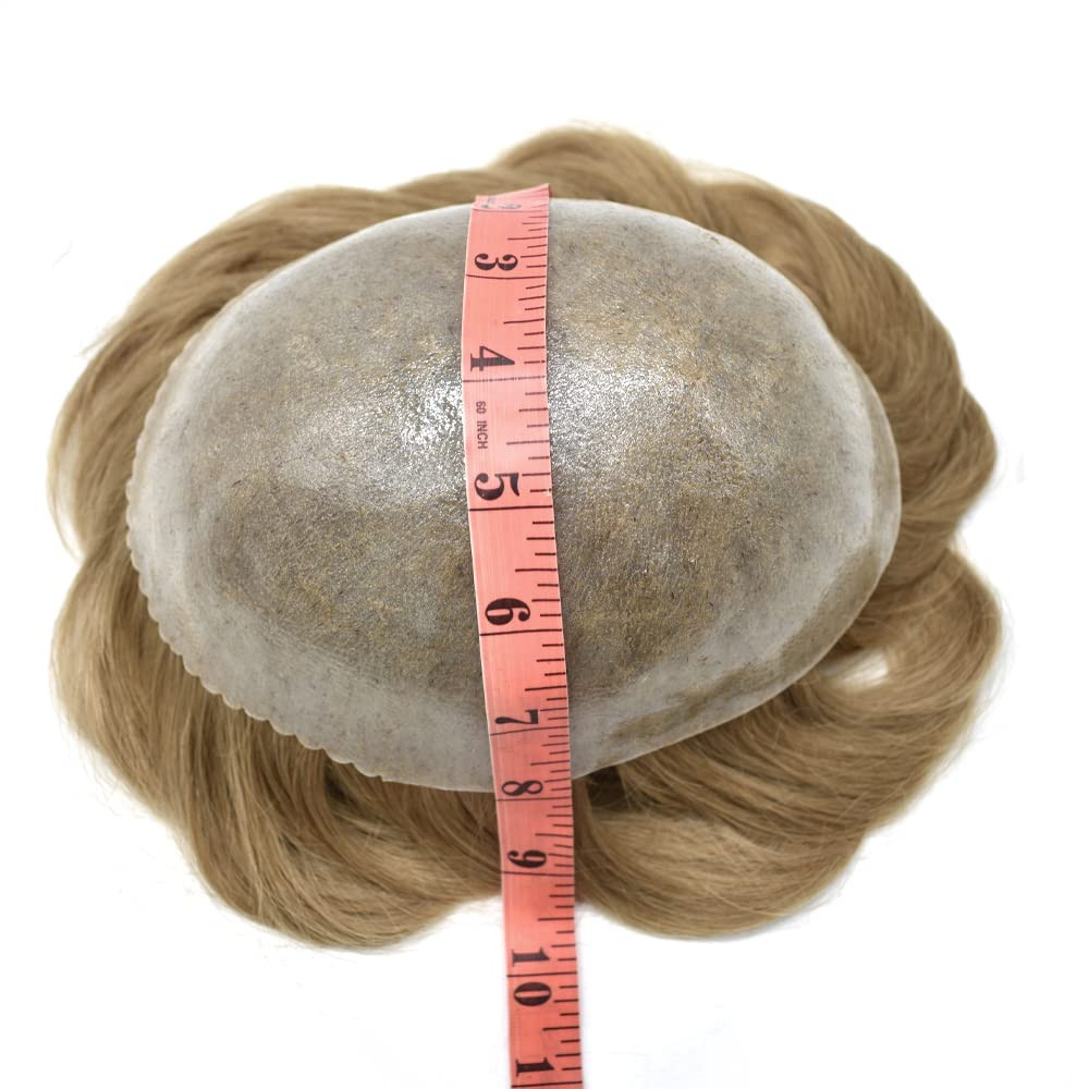 Mens Toupee Hairpieces Poly Skin Pu Black Brown Gray Hair Replacement System US