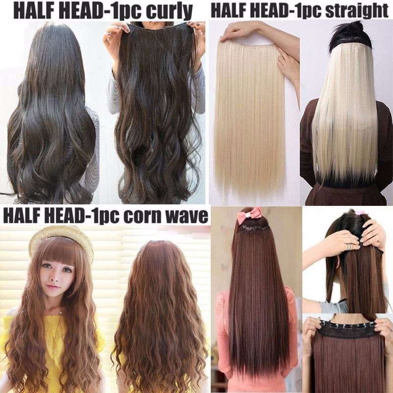 Women One Piece Clip in Hair Extensions Straight Curly V-Shape Curly Hairpiece