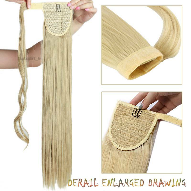 Hair ponytail Clip In as Real Human Hair Extensions Wrap Around Pony Tail US