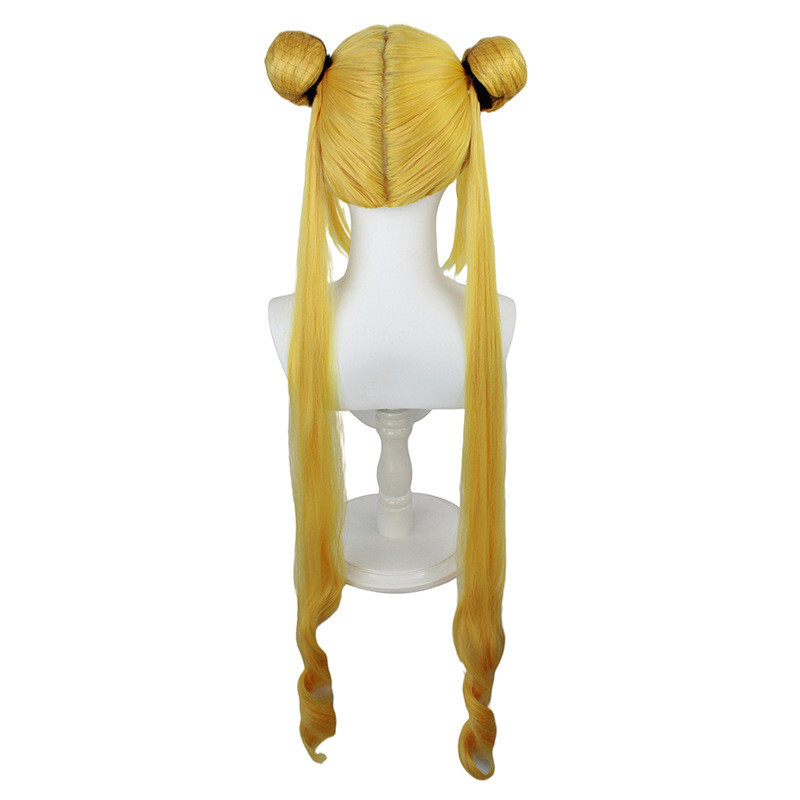 40″ Anime Sailor Moon Usagi Tsukino for Cosplay Costume Wigs w/2 Gold Ponytails