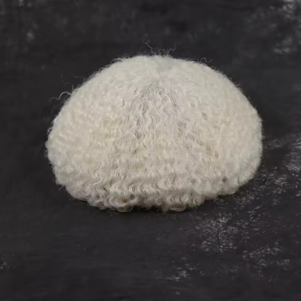 Men’s #60 Blonde White Hair Toupee Color 6mm Afro Curly 8×10 Full Lace Toupee