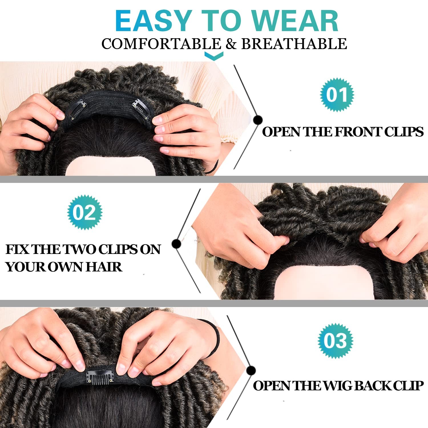 Sun Locs 6 Inch Short Dreadlocks Hair Topper Wig Clips In Faux Locs Braided