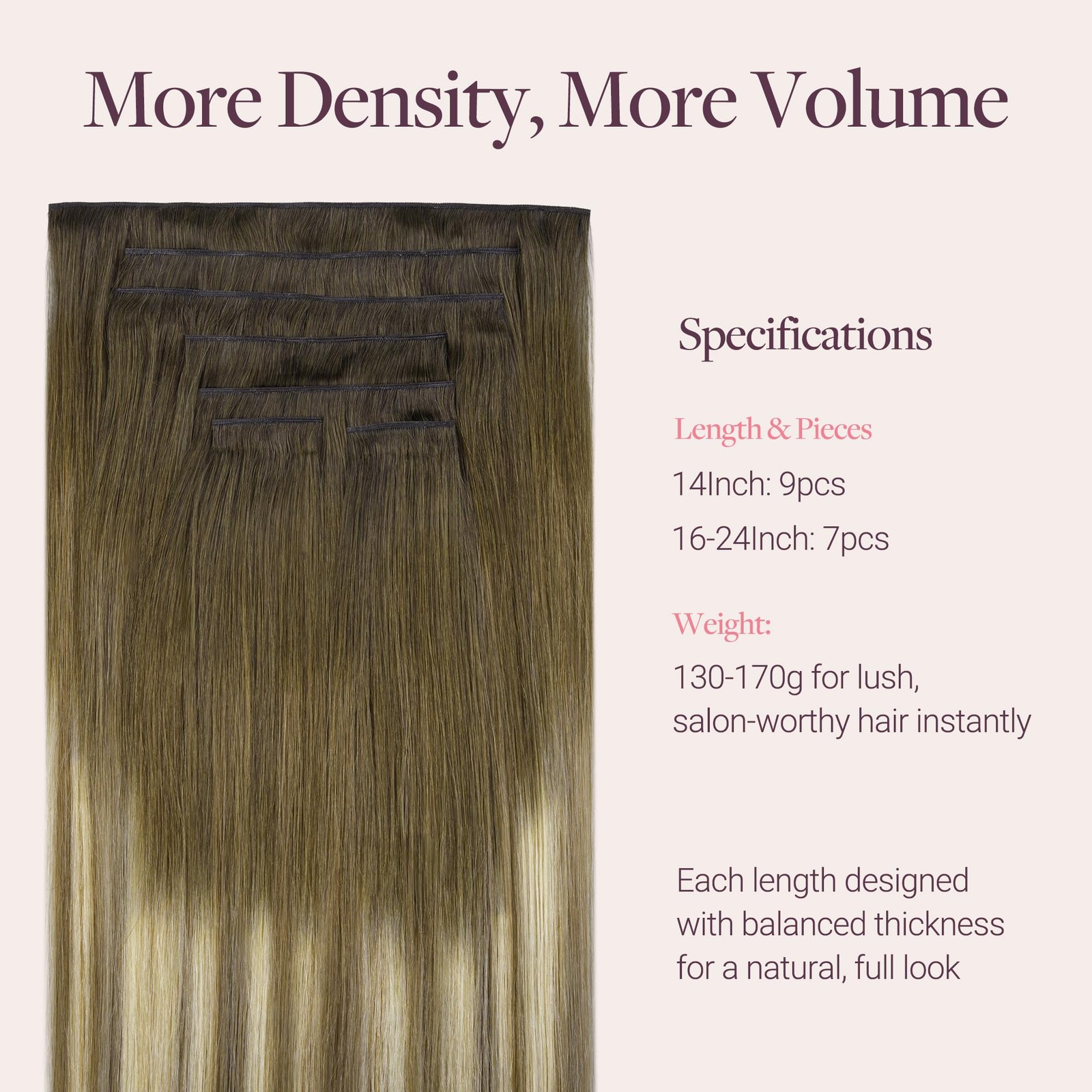 Goo Goo Genius Clip In Hair Extensions 16Inch 140G 7Pcs Seamless Pu Clip In