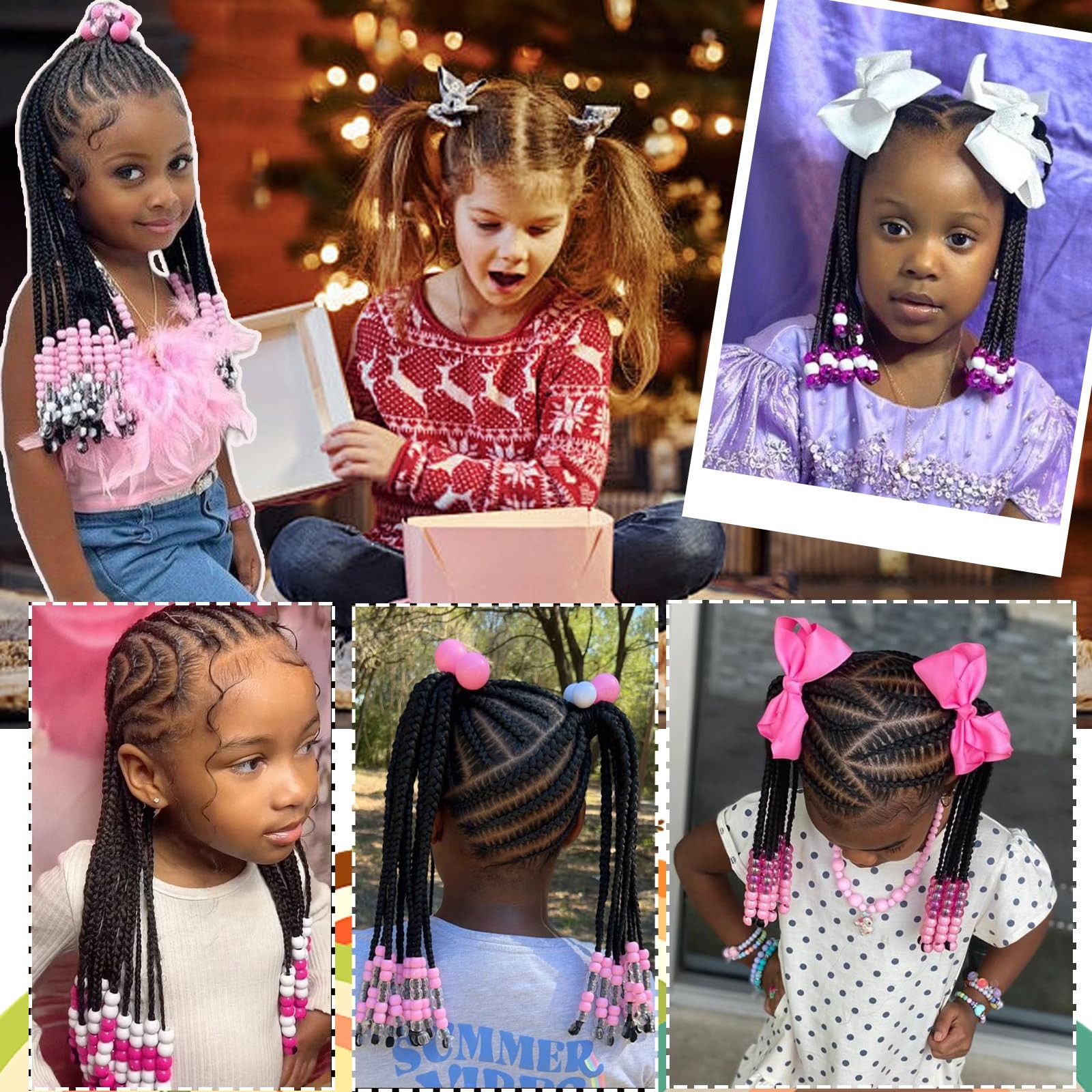 WSTAR 2 Pieces Kids Ponytail With Beads Box Braided Ponytails Hair Extensions…