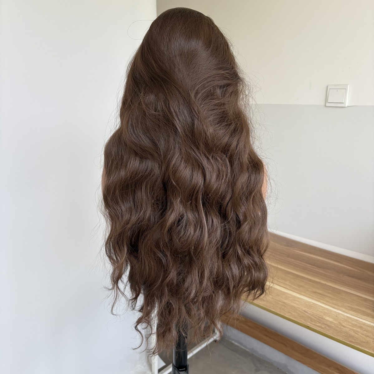 Long Wavy Glue Less Lace Front Wig Synthetic Hair Heat Resistant Soft Brown