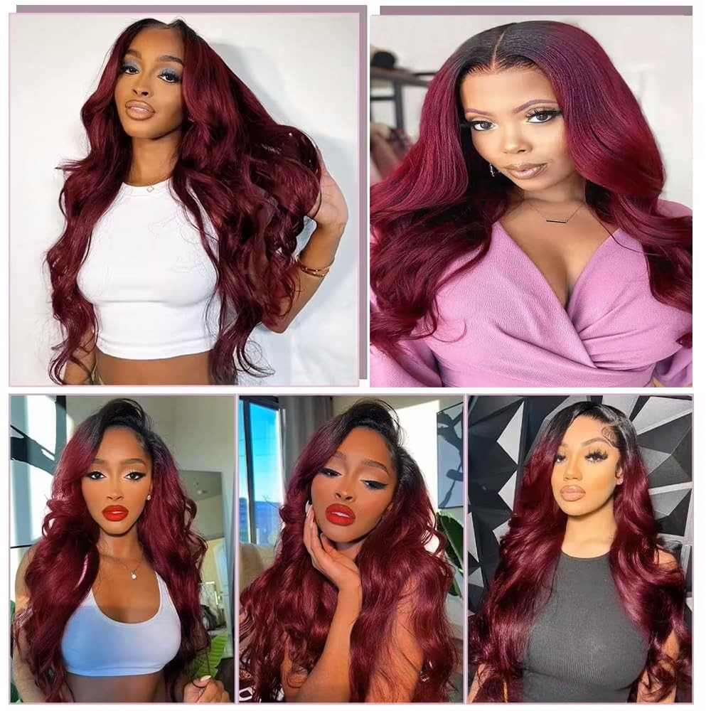 Niciitysi 1B99J Bundles Human Hair Ombre Body Wave Bundles 16 18 20 Inch