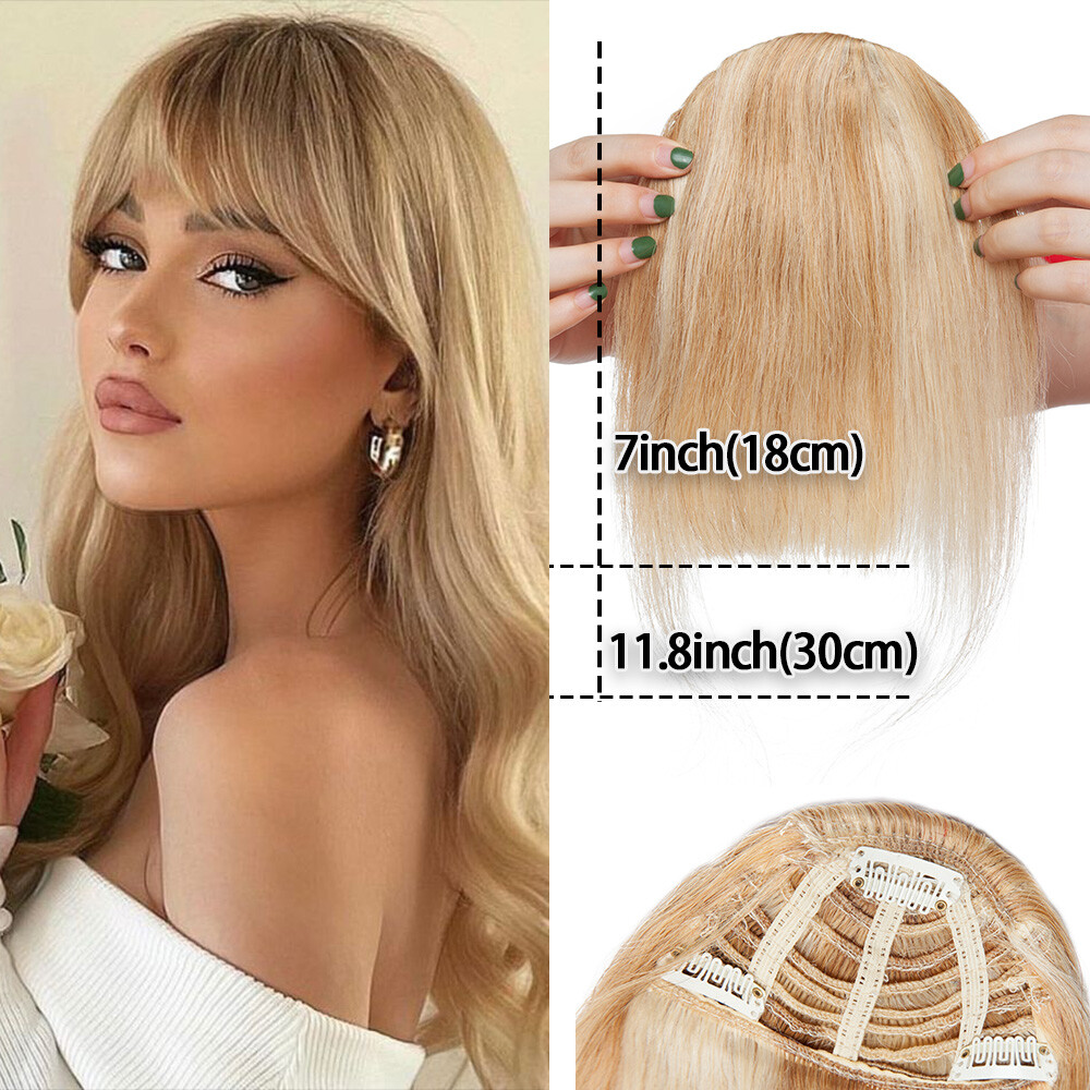 100% Remy Human Hair Bangs Extensions Clip In One Piece Front Fringe Hair Piece