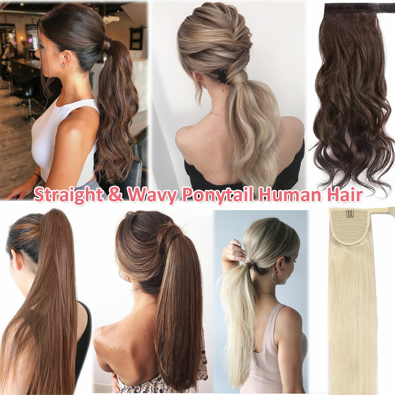 US Brazilian 100% Real Remy Human Hair Claw In On Ponytail Extensions Thick 120G