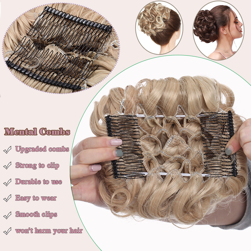 Thick As Human Messy Bun Clip Hair Extensions Curly Scrunchie Updo Chignon Combs