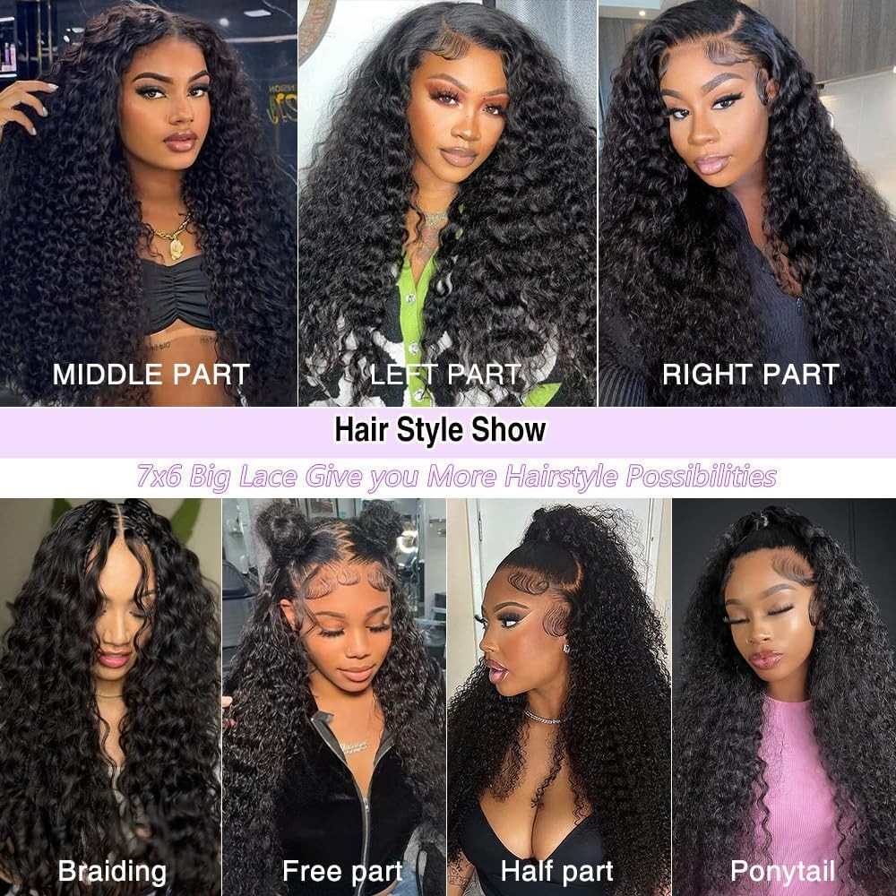 7×6 Curly Glueless Wig Human Hair, Pre-Plucked, 250% Density, HD Lace, 16in