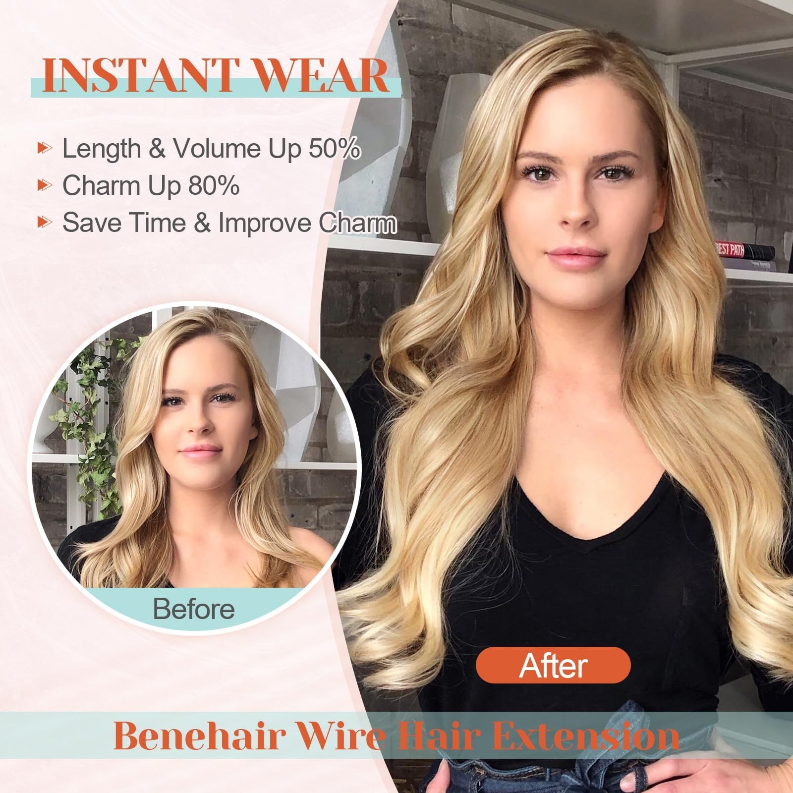 Benehair Halo Blonde Hair Extensions For Women 100 Human Hair Invisible Wire