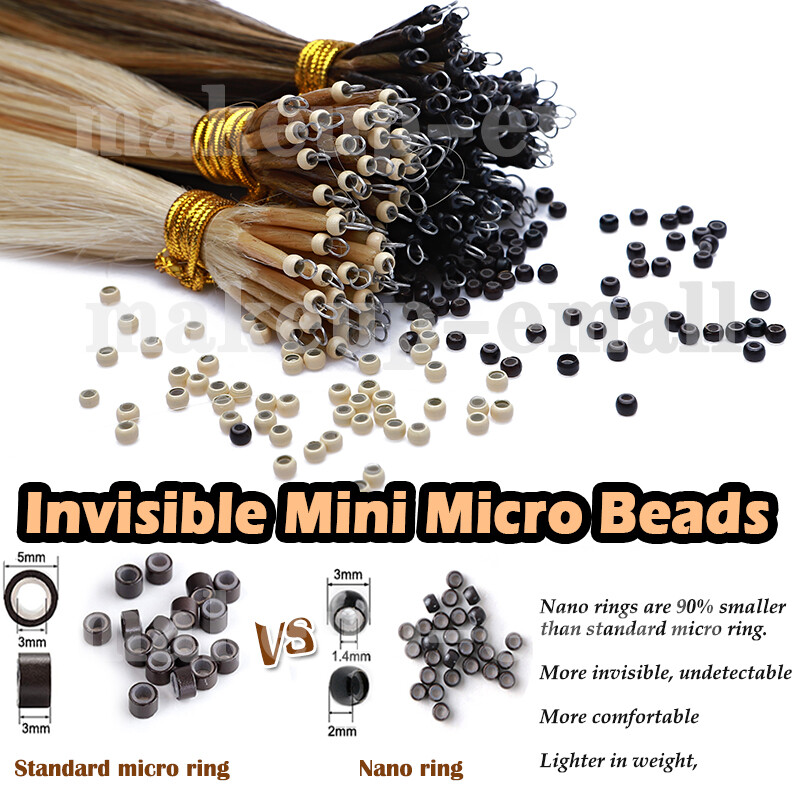 Straight Nano Bead Tip Ring 100% Real Remy Human Hair Extensions Thick 1gramms/s