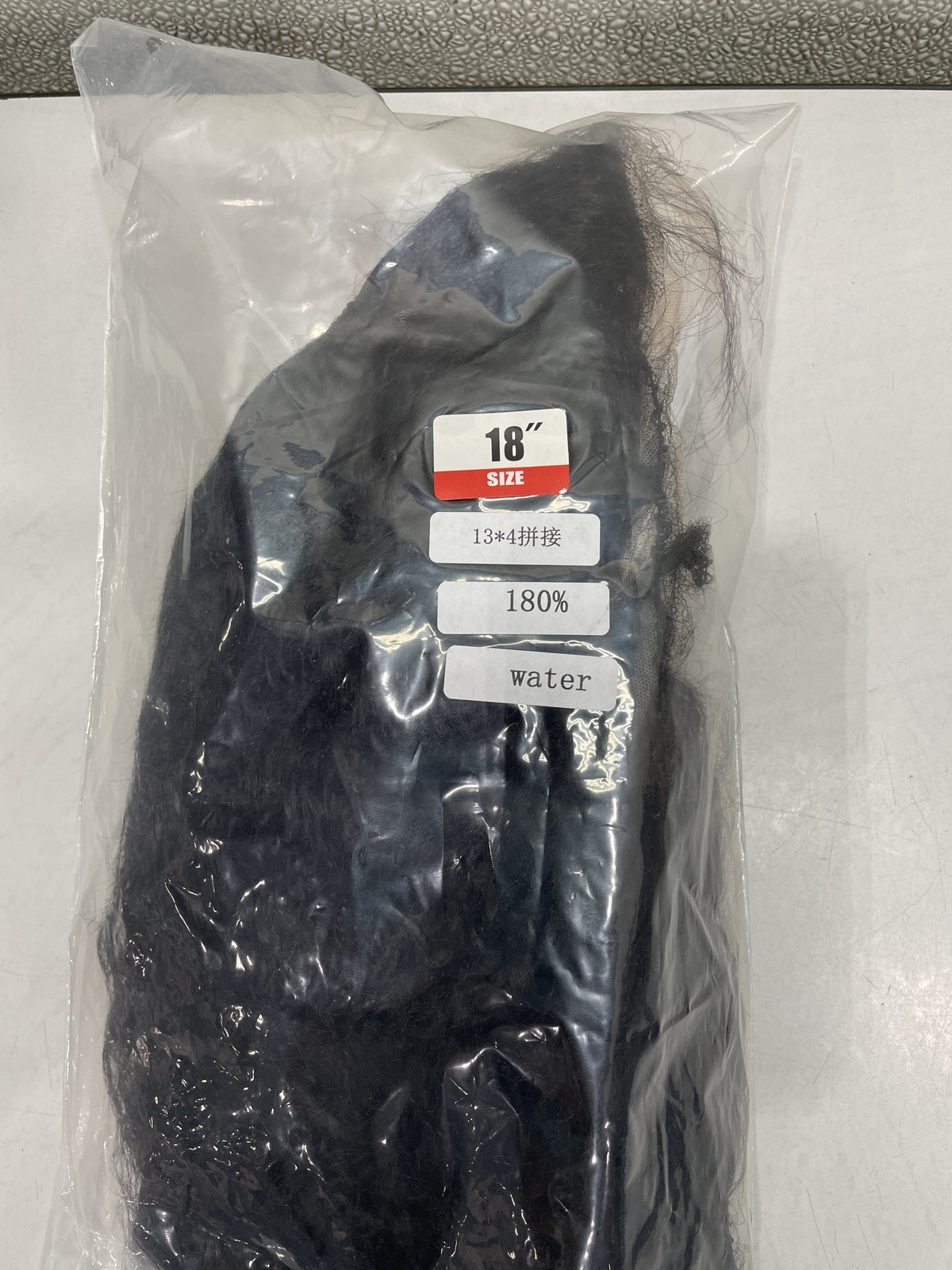 Natural Black Water Wave Human Hair Blend 13×4 Lace Front 180% Density Wig, 18″