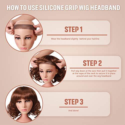 2 Pcs Silicone Wig Grip Band Adjustable Wig Headband No Slip Wig Bands Holder