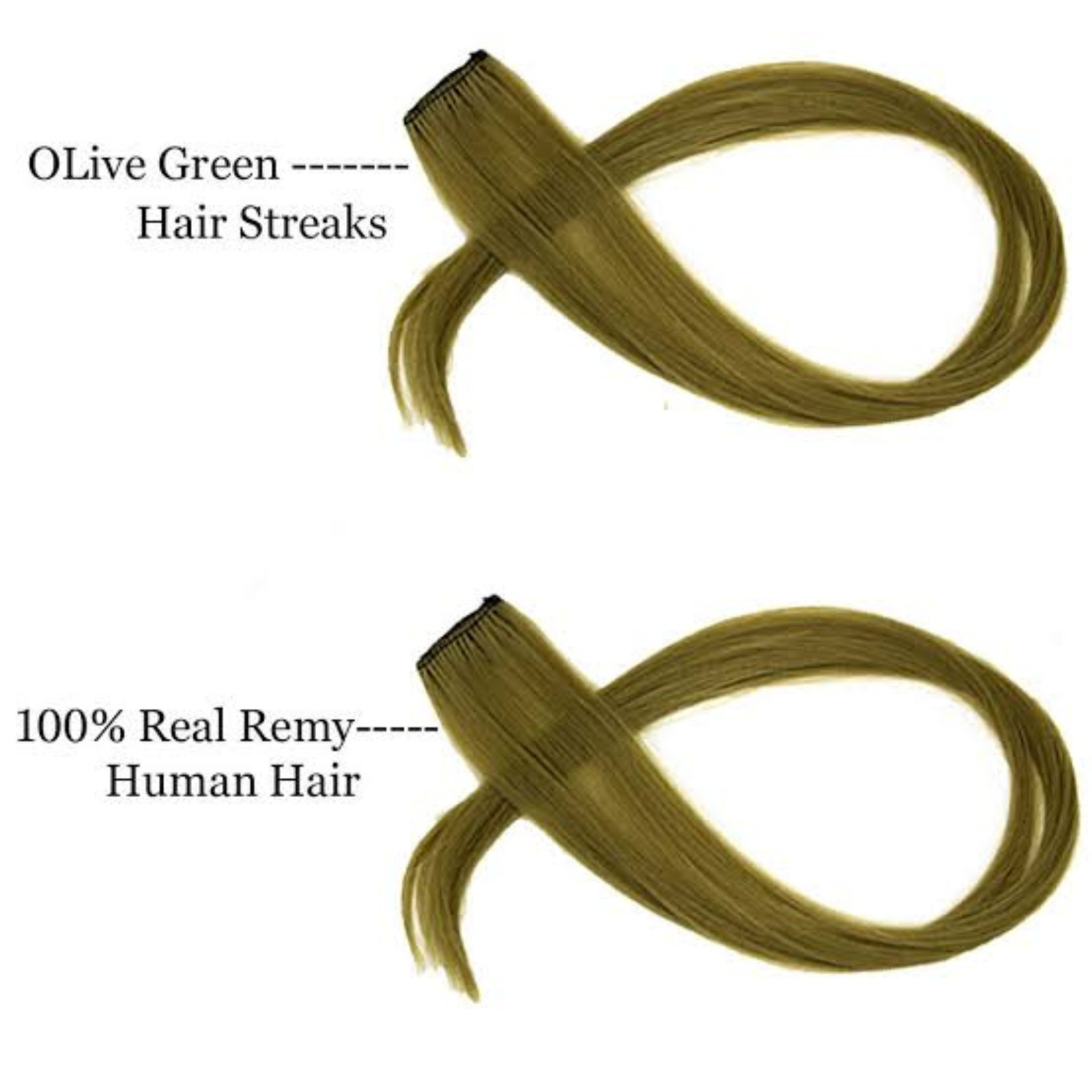 CADENZA Real Human Hair Clip-In Extensions Set of 4 Olive Green Remy Hair