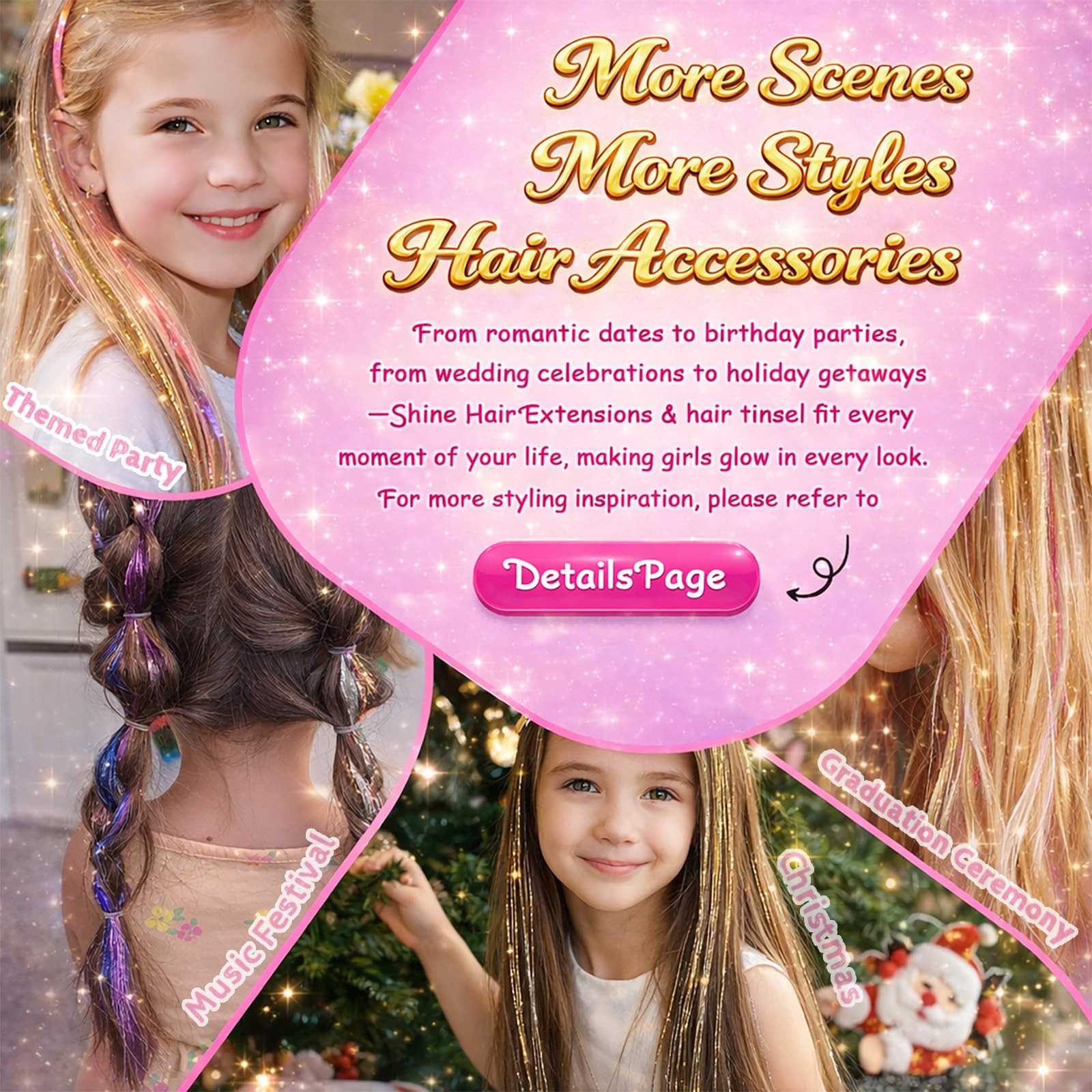 Hair Tinsel, 22 Colors Fairy Tinsel Kit Kit, 22