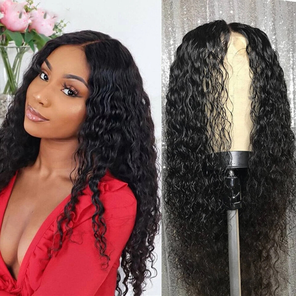AA Black Hair Front Wig Lace Women’s Brazilian Human Long Curly Wavy Hair Wig US