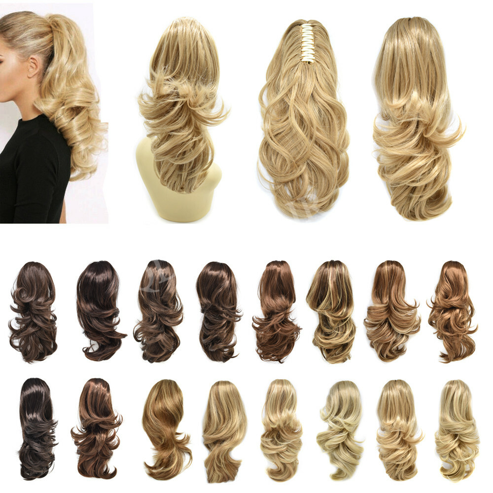 US Thick Long Ponytail Natural Jaw Clip In Hair Extension Curly Wavy Pony Tail