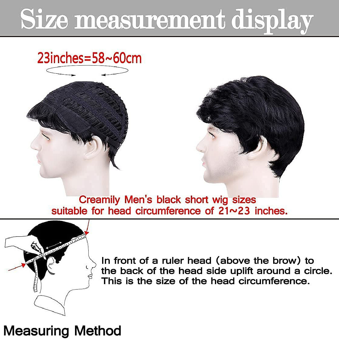 Black Men Wig Short Full Wigs Straight Little Wavy Synthetic Hair Daily Wigs USA