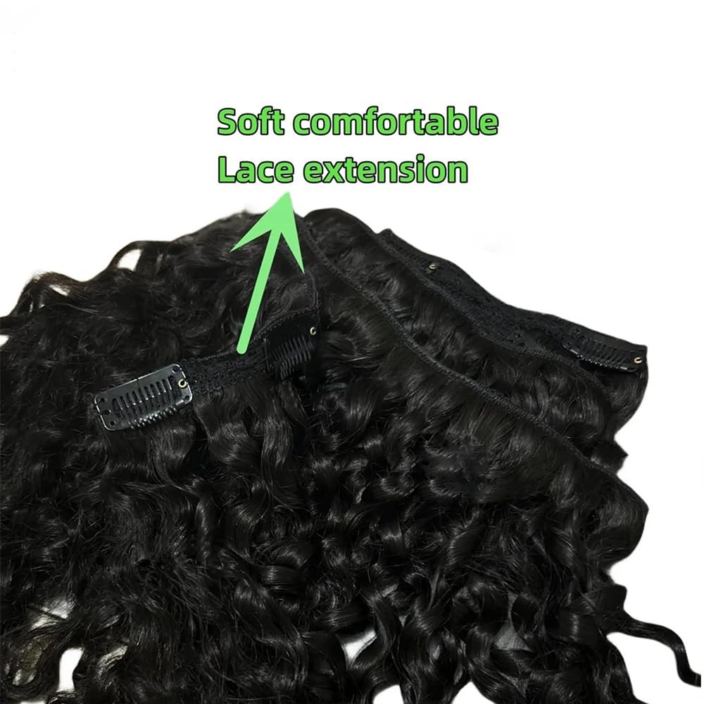 Curly Clip-In Hair Extensions 14 Inch, 240g, 3C4A Lace, 14pcs, Full Head for Bla