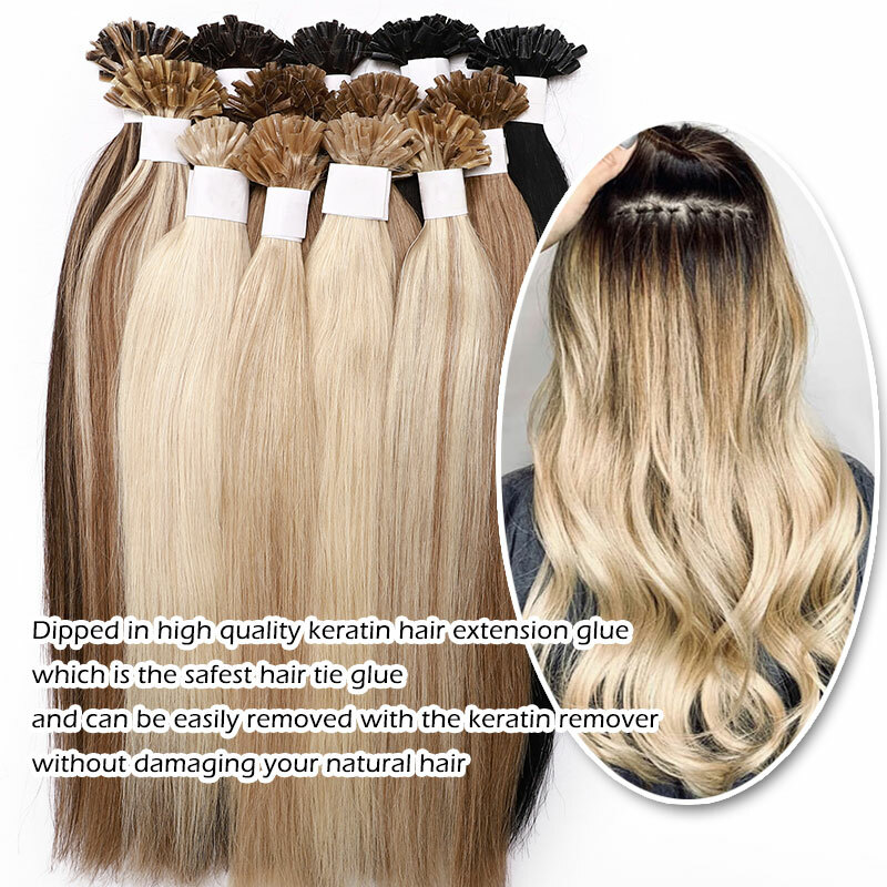 Nail U Tip Pre Bonded 100% Human Remy Hair Extensions 200strands Thick Highlight