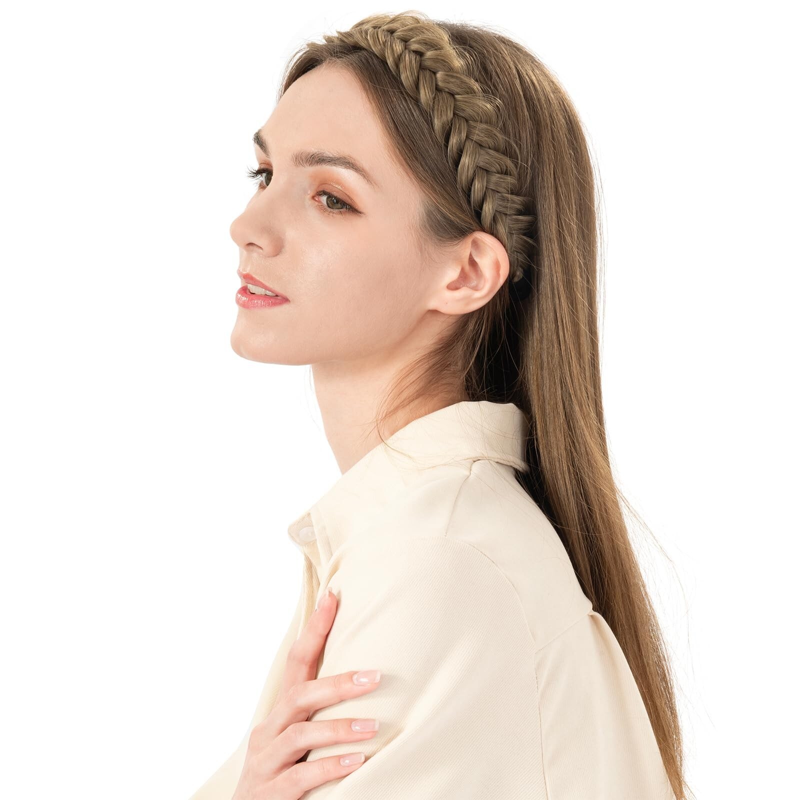 Messy Wide 2 Strands Synthetic Hair Braided Headband Classic Chunky Braid Hea…