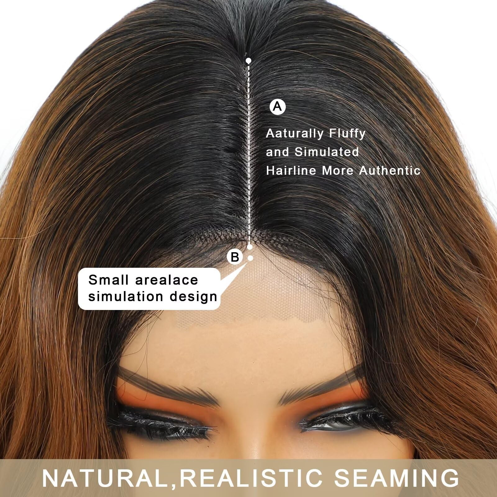 Ombre Brown Wig For Women 28 Inch Long Wavy Synthetic Lace Front Wig 1b/30 Mi…
