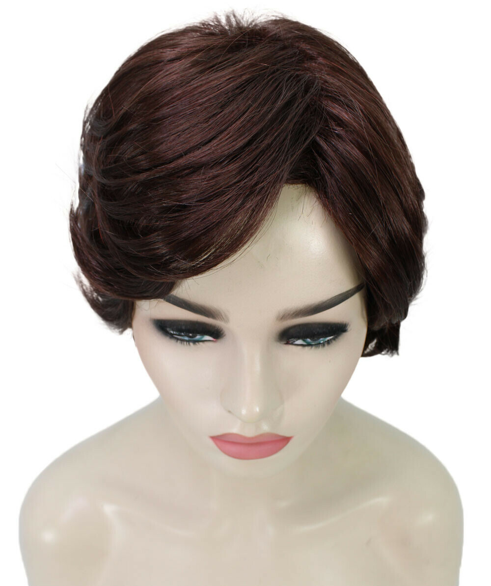 Lana – Straight Kanekalon Synthetic Fiber Full Wig, 3.25 – 6.5 in, Dark Auburn