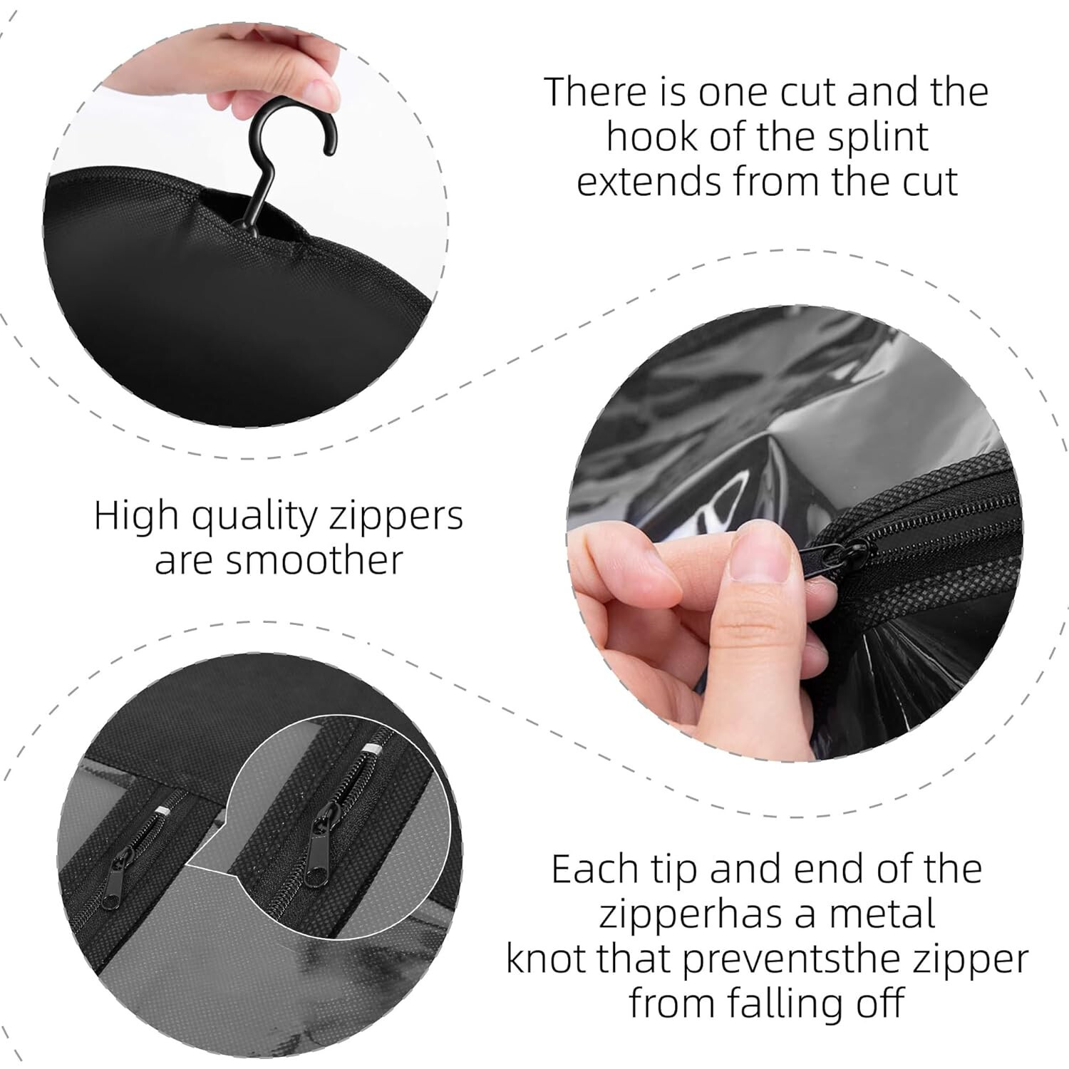 3PCS Black Wig Hook Hanger Hair Holder Storage Dust-proof Bags Non-Woven Fabric
