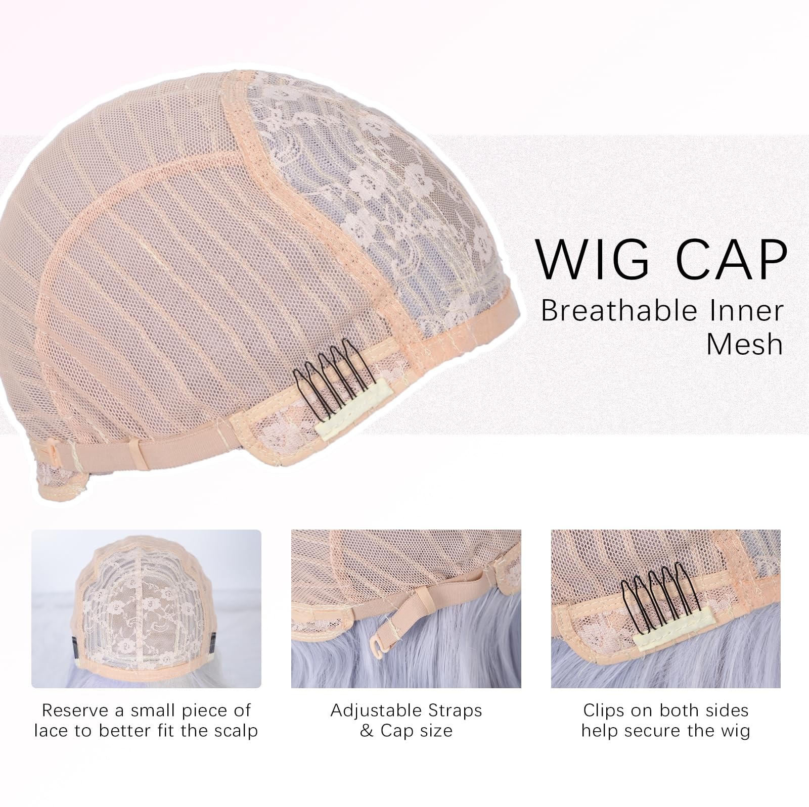 White and Purple Wig with Bangs for Women Long Straight Split Dye Wig Heat Re…