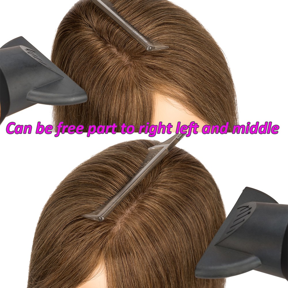 CLEARANCE Topper Hairpiece Clip In 100% Remy Human Hair Toupee Silk Base Women