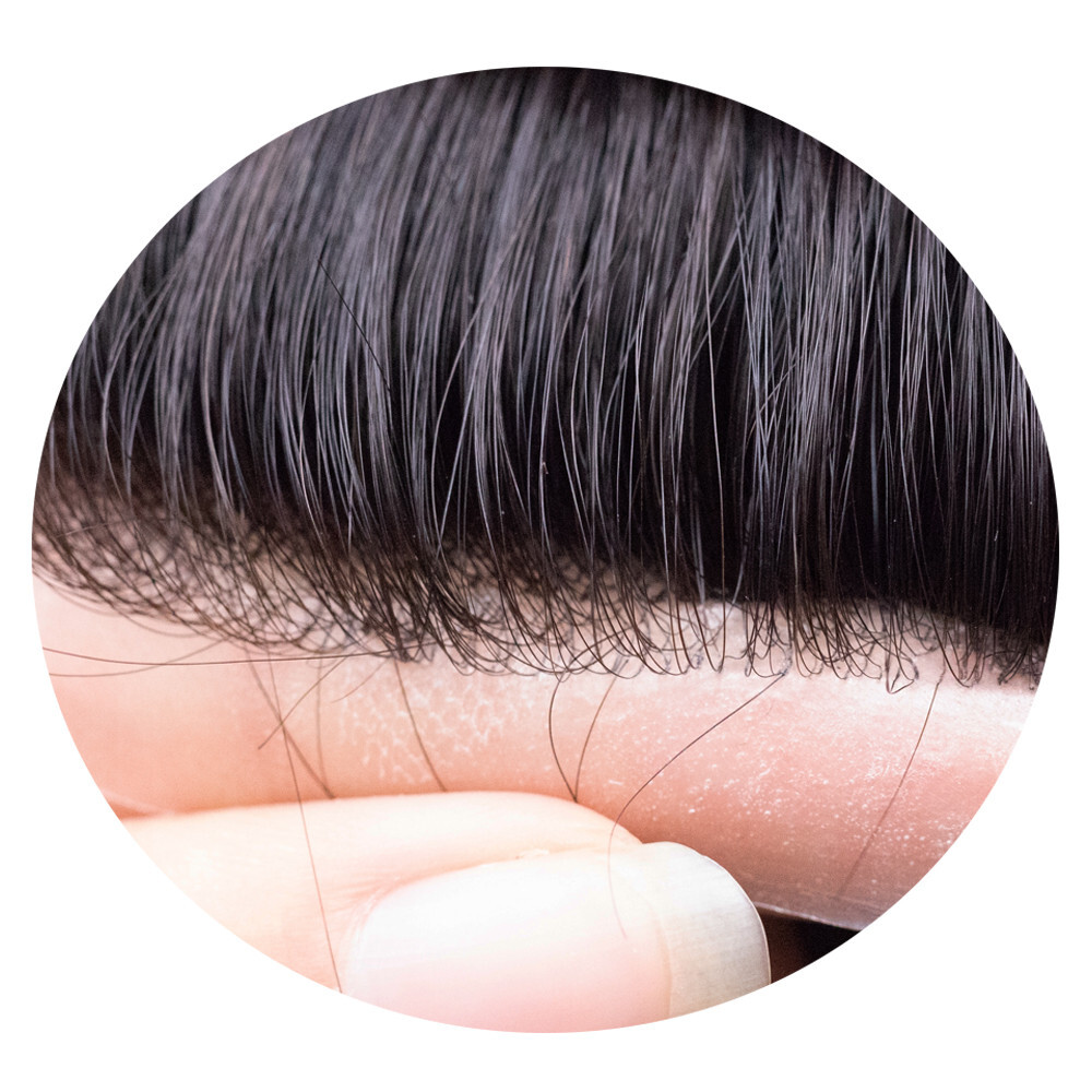 Durable Toupee Hairpiece Lace Skin Hair System For Men Natural black 1b#