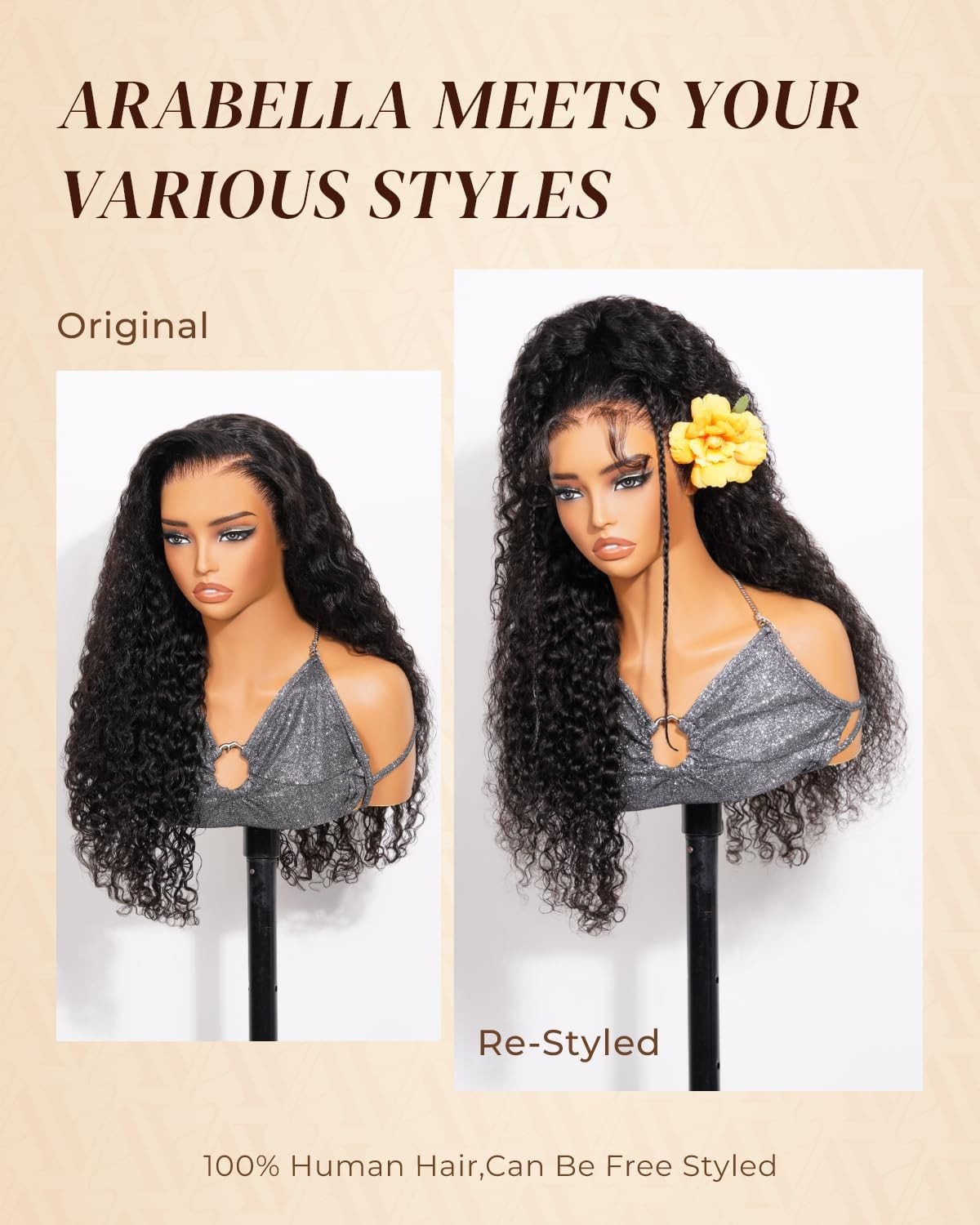 13×6 Deep Wave Lace Front Wig – 210% Density, Glueless, Pre-Plucked, 30″ Curly H