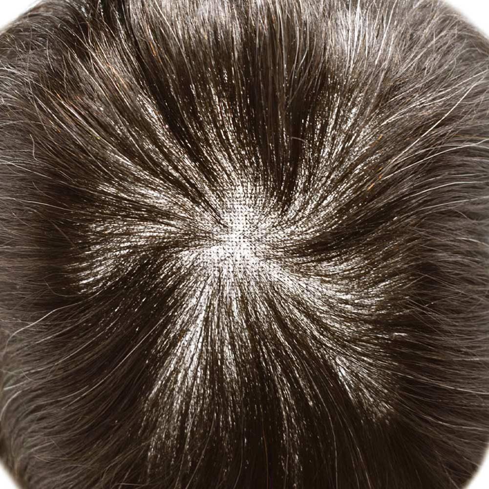 French Lace Front Mens Toupee Poly Skin Hairpieces Human Hair Replacement System