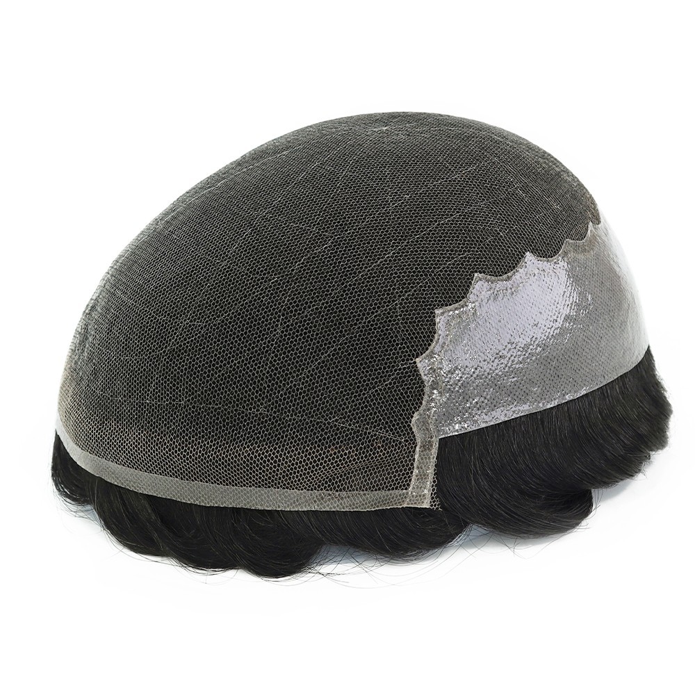 Toupee For Mens Human Hair Replecement System Lace Skin Hairpieces Black Hair Q6