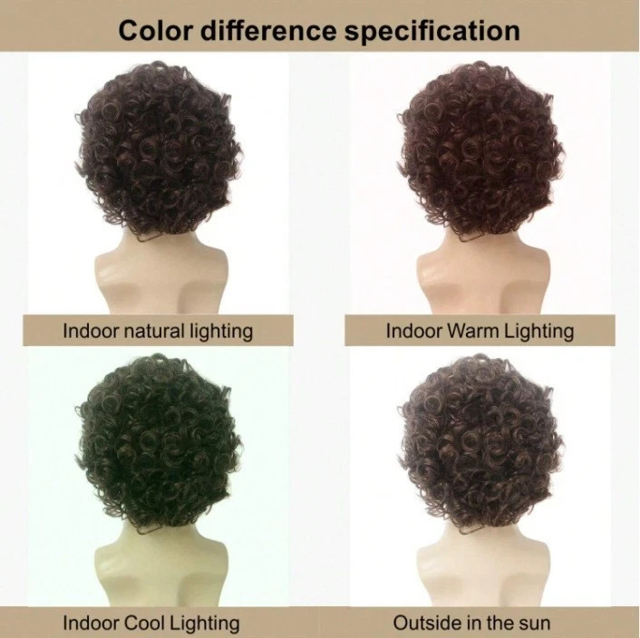 Short Curly Brown Afro Wig for Male Guy California Mens Cosplay Costume Daily