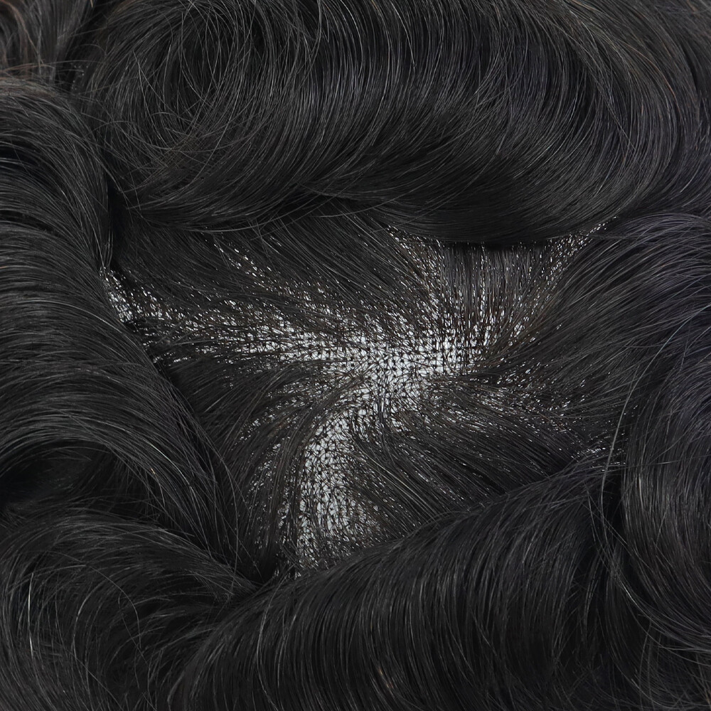 Toupee For Mens Full French Lace Human Hair Replecement System Natural Hairpiece
