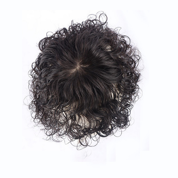 Silk Base Curly Wavy Clip In Human Hair Toppers -Loss Thin Hair Top Replacement