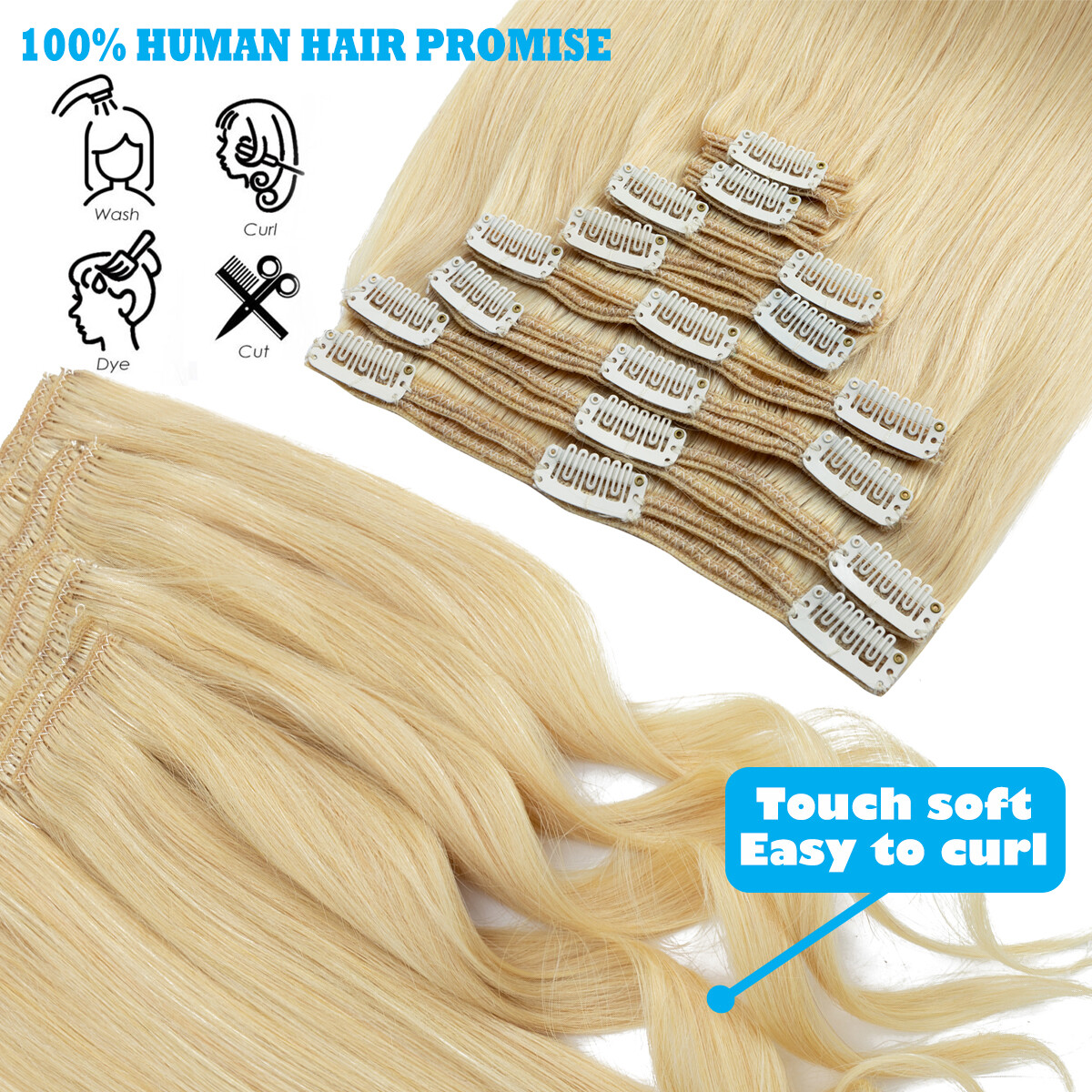 Extra Thick Clip In Remy Human Hair Extensions Double Weft Full Head CLEARANCE