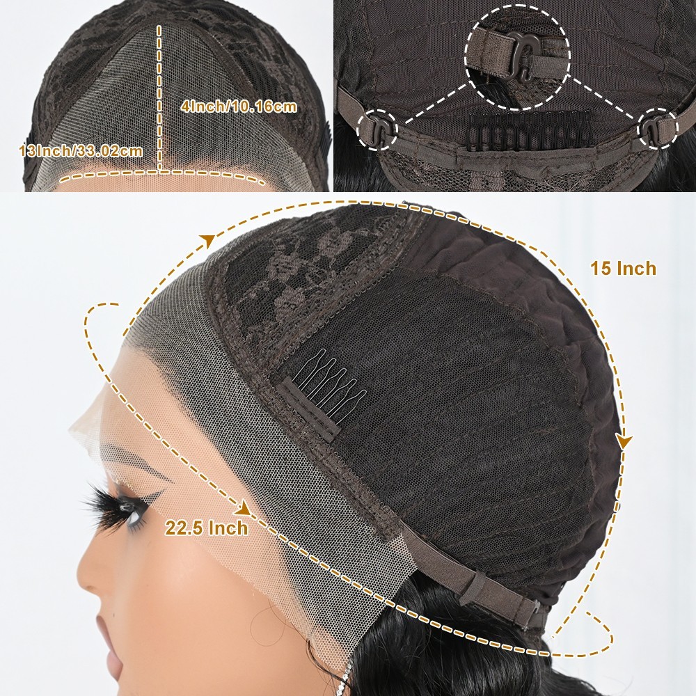 Curly Black Color Lace Front Wigs Deep Wave 13×4 Free Part Glueless Pre Plucked